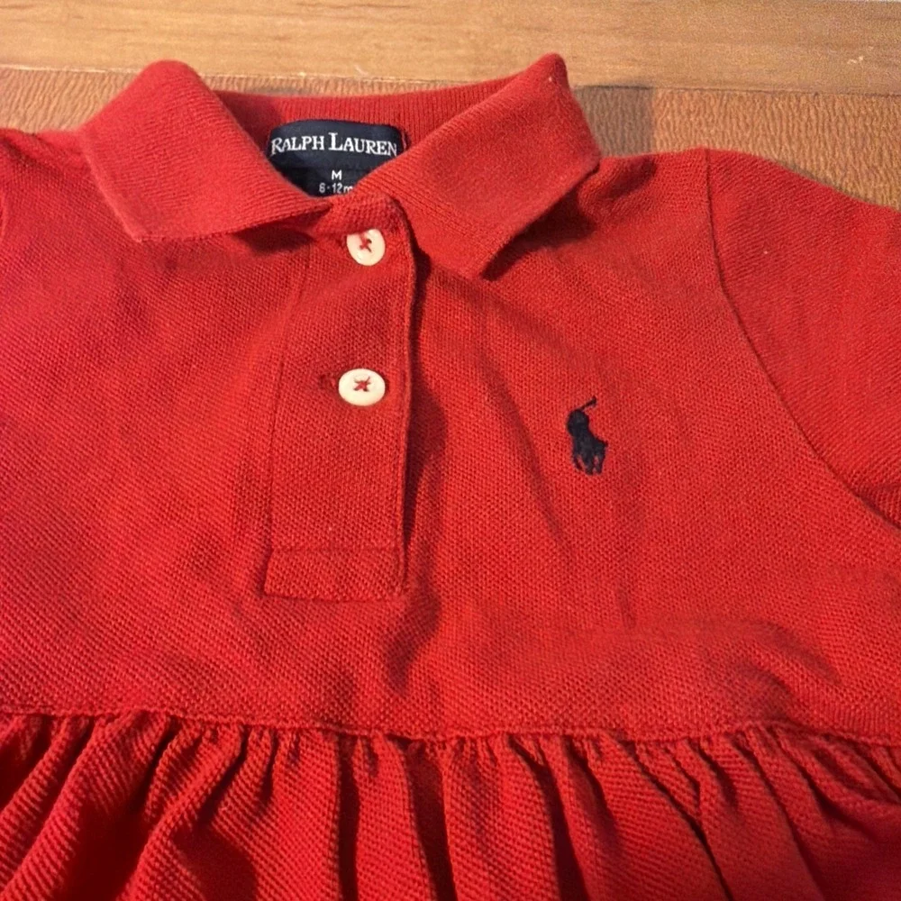 Ralph Lauren 6-12 Mo Short Sleeve Red Polo Collared Dress EUC‎